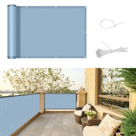 SUNNY GUARD Balcony Privacy Screen 90x300cm Fence Screen for Balcony and Patio Balcony Cover,UV protection windproof and waterproof,with Cable Ties,Blue Grey