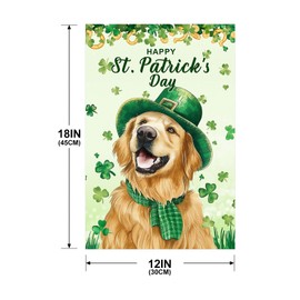 Wangwang Dog St. Patrick's Day Garden Flag 12x18 Inches Double-Sided St. Patrick's Day Activity Garden Outdoor Flag St. Patrick's Courtyard Living Room Bedroom Porch Deco