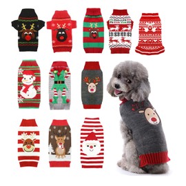 AXIIJGL Christmas Sweaters for Dogs & Cats - Reindeer Fleece Sweaters with Leash Hole for Winter Holidays