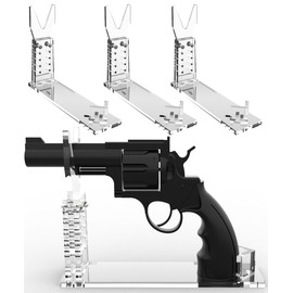 LITAITAI Acrylic Pistol Rack, Transparent Gun Display Rack, Small Pistol Gun Toy Portable Desktop Decoration Display (4PCS) (Clean)
