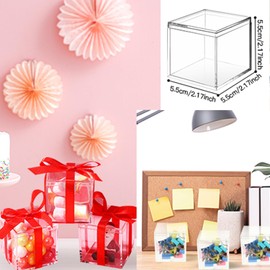 12 Pack Acrylic Boxes Clear Acrylic Cube Box with Lid 2.2 x 2.2 x 2.2 Inch Acrylic Square Containers Display Box for Candy Jewelry and Pill