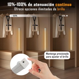 VKUJDT 3 Piezas Luz Led con Sensor de Movimiento, Lampara Led Recargable por USB con Brillo Ajustable, Luces para Debajo del Clóset con Banda Magnética, Adecuada para Taquillas, Dormitorios (30 CM)