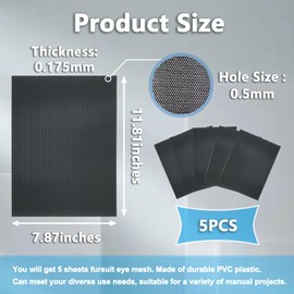 Fursuit Eye Mesh, Printable PVC Plastic Eye Mesh Sheet for Mask 11.81 x 7.87 inches Waterproof Mesh Sheets for Fursuits, Furry Costume Roleplay, Props, Craft Making - 5 Sheets Black