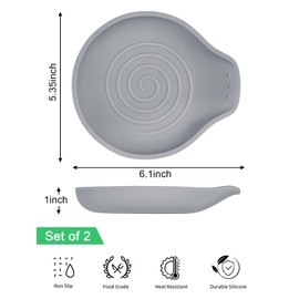 LOMILD 6.1" Large Spoon Rest for Stove Top, 1 Pack Silicone Spoon Rest for Kitchen Countertop Gray, Heat-Resistant Utensil Rest for Spatula, Tongs or Spoon