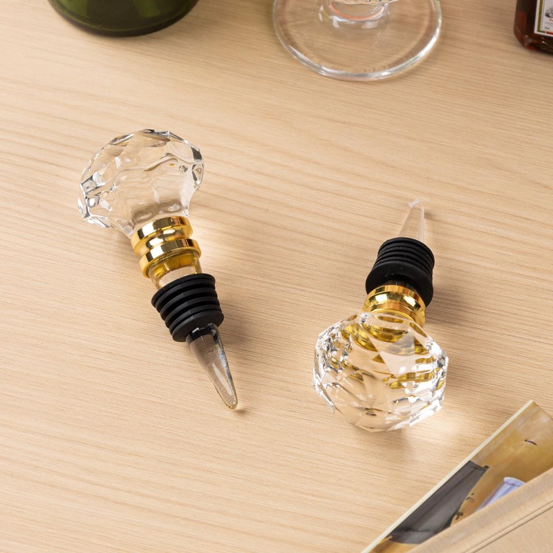 Crystal Diamond Wine Stopper Set of 2 - Elegant Glass