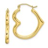 10K Yellow Gold Heart Hoop Earrings Medium Size Polished Love