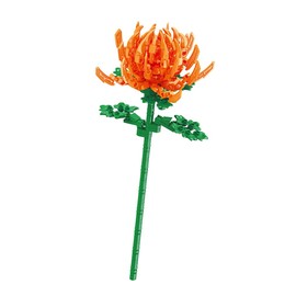 Orange Chrysanthemum Flower Model with Small Building Blocks