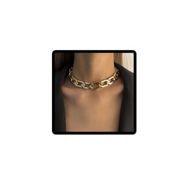 Wedity Chunky Chain Necklace Punk Style Thick Chain Cuban Link Chain Hip Hop Choker Necklaces Jewellery for Women Girls, Metal, No Gemstone