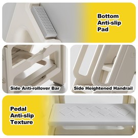 Vanpolchy Kids Step Stool for Bathroom, Non-Slip Toddler Step Stool for Bathroom Sink, Foldable Toddler Tower with Handles – Kitchen Helper Stool for Kids with 170lbs Load Bearing for Kitchen Counter