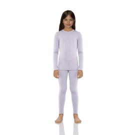 Rocky - Conjunto de pijama de algodón térmico para niñas con capa base para niños, Púrpura claro, X-Large