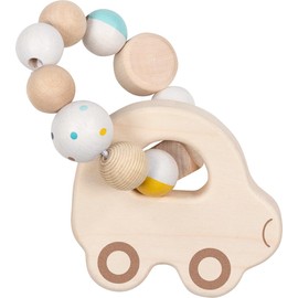 goki baby 65339 Wooden Grasping Toy in Car Shape for Babies - Made in Germany, Blue, Boys, Natural Motor Skills Toy to Promote Gripping Reflex, from Birth