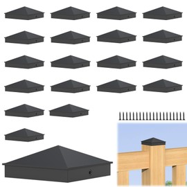 4x4 Post Caps, 20 Pack Aluminum Pyramid Caps for (Actual 3.5" x 3.5") Wood Posts, Black Fence Post Caps, Matte Post Covers for Fence, Deck, and Mailbox