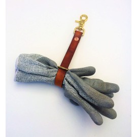 Leather Glove Holder Strap with Clip by AP Saddlery (Solid Brass Hardware, Saddle Tan)