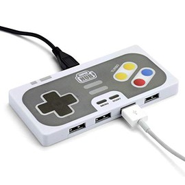 MUSTARD - Super Hub Game Controller I USB 2.0 Hub I 4-Port USB Hub I Plugable USB 2.0 4-Port High Speed Hub I Mac & Windows I Hub for any Device I Plug & Play Device I Retro Controller - 4 Port