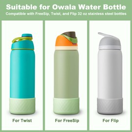 Airboat 2PCS Silicone Water Bottle Boot for Owala 32oz, Protective Bottom Bumper Anti-Slip Sleeve for FreeSip, Twist, and Flip Stainless Steel Bottles, Dishwasher Safe and BPA Free
