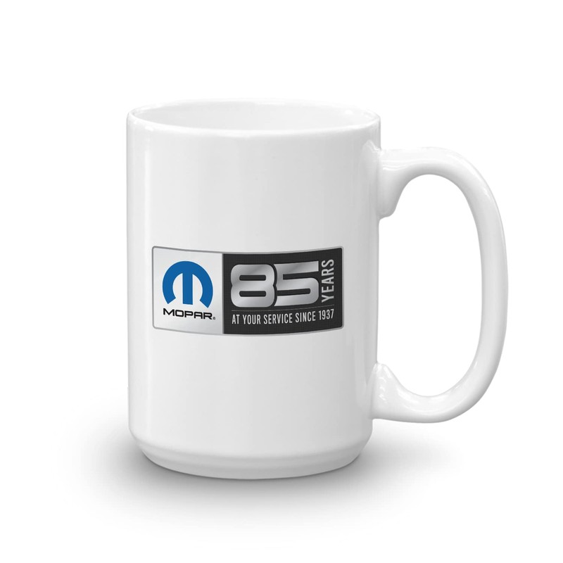 Mopar 85th Anniversay Logo 15 oz Ceramic White Mug