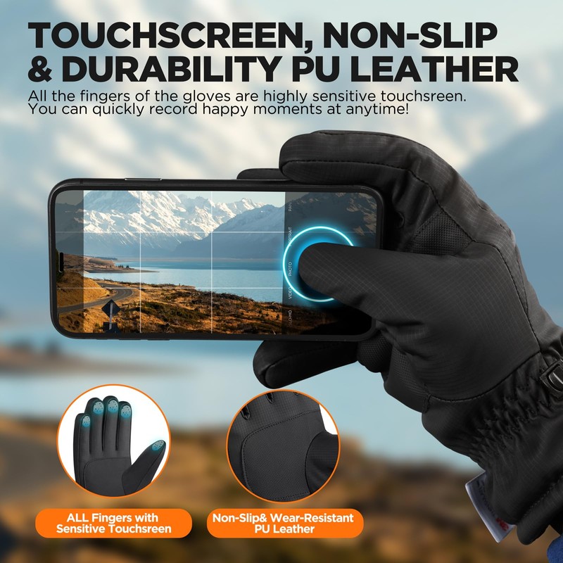 rivmount Waterproof Winter Gloves Women Men, Thermal Ski Gloves for