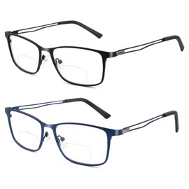 Pack 2 Bifocal Reading Glasses For men,Blue Light Blocking Computer No line Reader 3.0