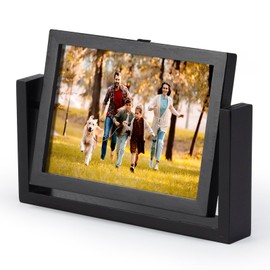 5x7 Picture Frame Double Sided Picture Frames Standing Desk Photo Frame Wood Picture Frame Stand Rotating HD Acrylic Covers Picture Frames Black Photo Frame for Tabletop or Desktop Vertical Display (5x7 Inch/1pcs)