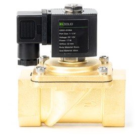 U.S. Solid 1-1/4 inch solenoid valve - brass DC 12 V with Viton seal, closed currentless, junction box type, G thread