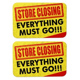 Store Closing Sign | Everything Must Go Bis Sale Sign for Stores, Shops | 8 in x 12 in (2 Pack)