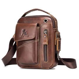 BAIGIO Umhängetasche Herren Leder Schultertasche Vintage Crossbody Bag Messenger Herrentasche zum Umhängen Ledertasche Männer Tasche mit Abnehmbarem Gurt für Business Arbeit Reise