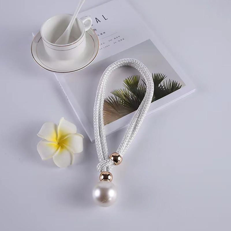 Curtain Tiebacks, 2 Pieces Tiebacks for Curtains, Pearl Window Holdbacks,