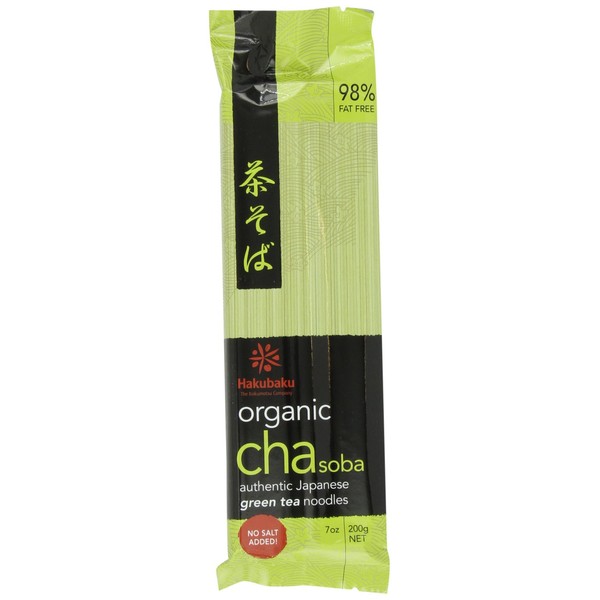 Hakubaku Organic Green Tea Soba Noodles (no salt added), 7-Ounce Bags (Pack of 10)