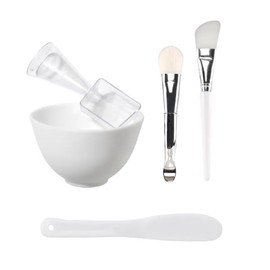 Juego de Herramientas para Mascarillas Faciales 5 en 1, Cepillo de Silicona, Cerdas Suaves, Tazón para Mezclar, Espátula, Taza Medidora, para Máscara 