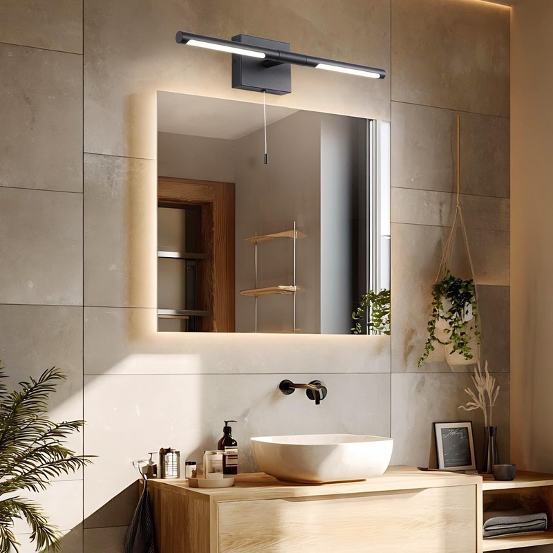 Litaddscen 24 Inch Black LED Bar Bathroom Vanity Light,360° Rotatable