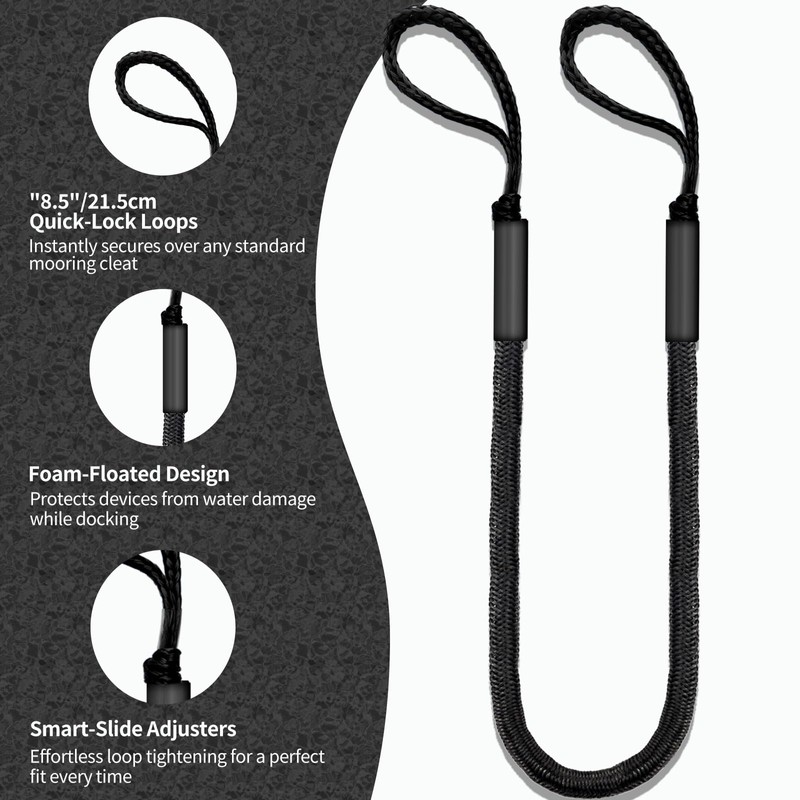 6FT Bungee Dock Line for Boats – Extra-Long Elastic Mooring