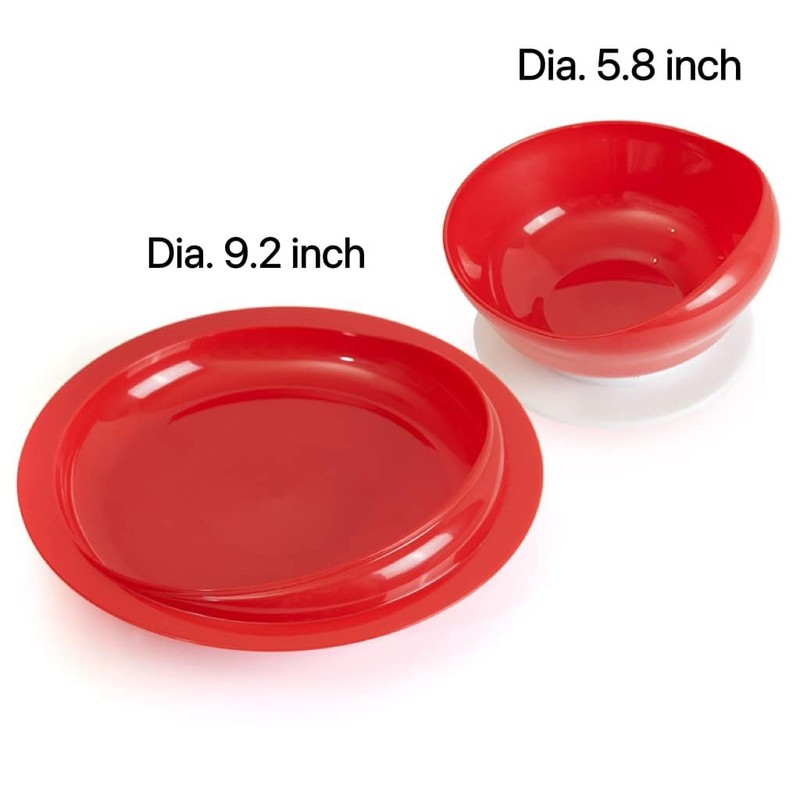 Pekokavo Spill Proof Scoop Bowl and Plate with Non-Skid Suction