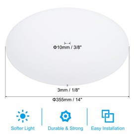 PATIKIL Lampshade Diffuser, 14" Diameter with 3/8" Center Hole Round Diffuser for Drum Lampshades Pendants Light Fits 14.5-16" Openings, Frosted White