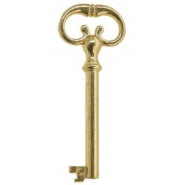 Vintage Universal Skeleton Furniture Cabinet Key Lock Polished Brass Plated 2-7/8" Long
