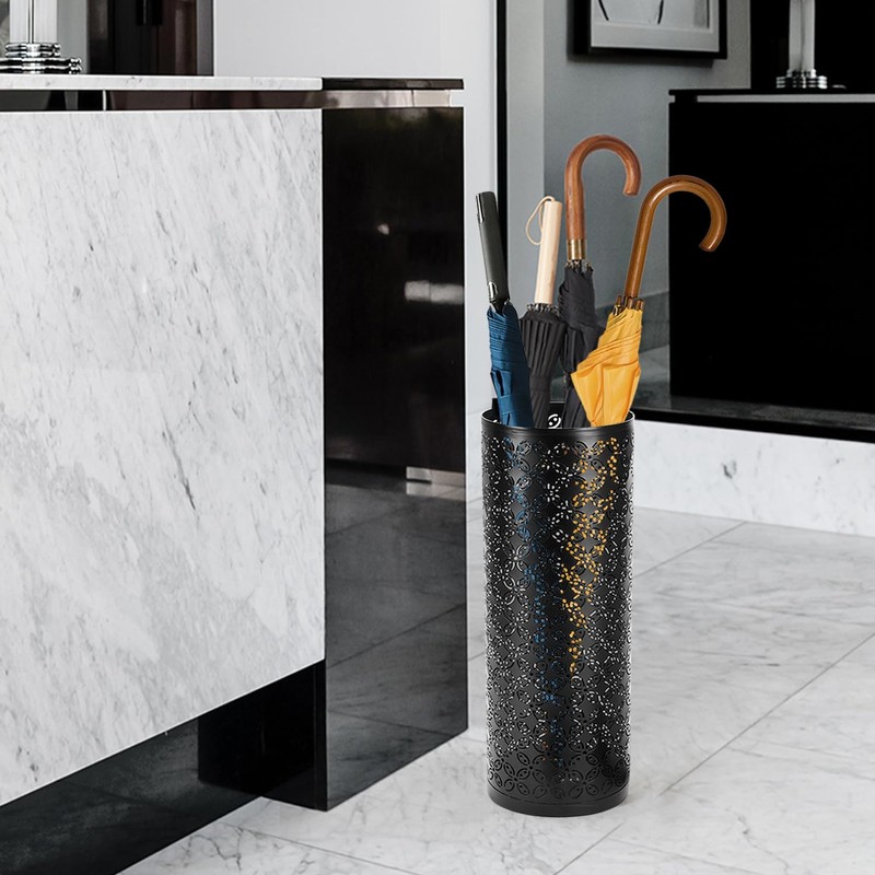 Gloserin Metal Round Umbrella Stand Rack,Free Standing Umbrella Holder Bin,