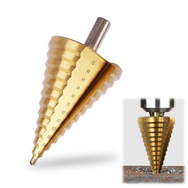 Forhandy Step Drill Bit Diameter 4-52 mm HSS Stainless Steel Taper Drill 12 mm Shank Peeling Drill Ideal for Wood, Plastics, 13 Steps