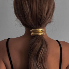 Allereya Metal Hair Bobbles Band Metal Ponytails Hair Clips Gold Hair Clips Metal Elastic Hair Bobbles Elastic Ponytail Holder Hair Bands Accessories Jewellery for Women (Gold1)