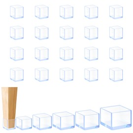 Mardatt 20Pcs 3/4" x 3/4"(20x20mm) Square Rubber Chair Leg Tips Caps, Furniture Leg Caps Chair Leg Floor Protectors Furniture Table Feet Cover Chair Leg Foot End Caps, Clear