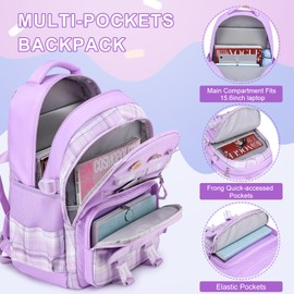 MOMUVO School Backpack Set for Girls,3pcs Bookbag with Lunch Box Pencil Case Kids School Bag Set