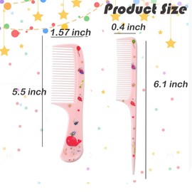 Small Cute Hair Comb,2 Piece Mini Hair Comb Set Fine Tooth Rat Tail Comb Portable Anti-Static Plastic Hairdressing Comb Gift For Wet And Dry (Pink Whale)