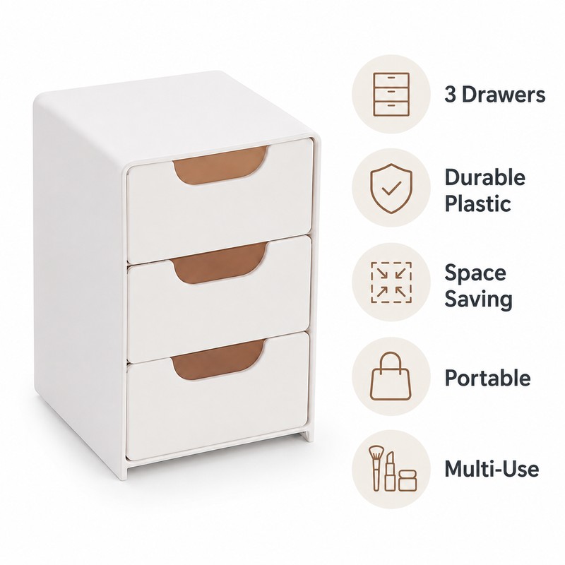 Mini 3-Drawer Desk Organizer for Small Items – Compact Storage