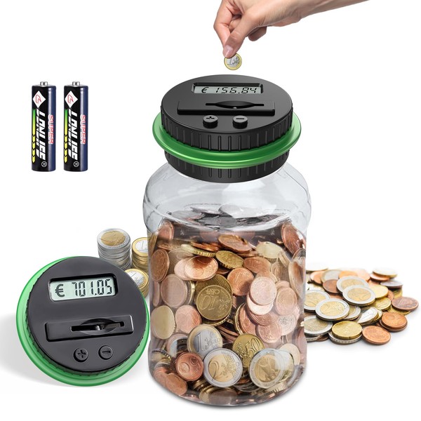 SUNJULY Digital Money Box with Counter, 1.8 L Money Box