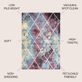 JONATHAN Y SEU102J-3 Cole Minimalist Diamond Trellis Indoor Area-Rug, Modern, Contemporary, Casual Easy-Cleaning,Bedroom,Kitchen,Living Room,Non Shedding, Multi/White, 3 X 5