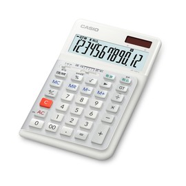 Casio JE-12D-L-WE-N Ergonomic Calculator for Left Hand, 12 Digits, Day & Time Calculator, Just Type, Black, Eco Mark Certified