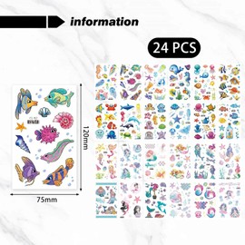24 Marine Themed Tattoo Stickers, Children'S Tattoo Stickers, Cute Tattoo Stickers, Party Dressing Supplies.