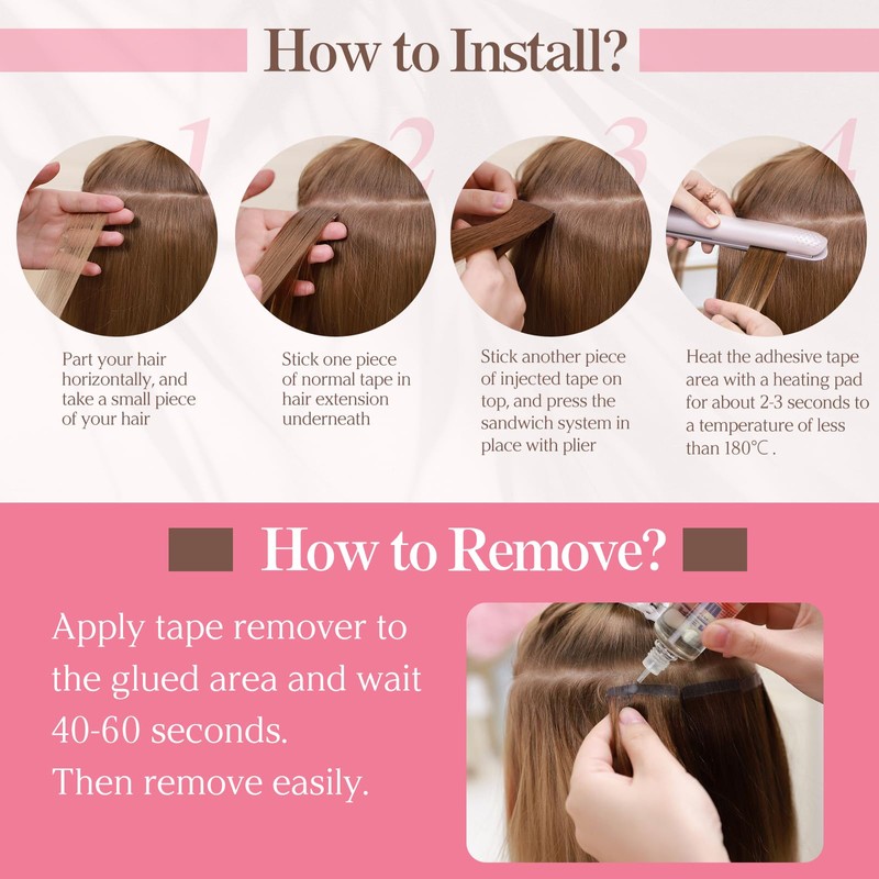 Benehair Medium Brown Mix Dark Blonde Invisible Tape in Hair