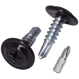 SKIR'CO (Pack of 50) Painted 4.2 x 16 mm Self Drilling Screws, Phillips Modified Truss Head, Tapping Screw, Flat Head (50, Jet Black RAL 9005)