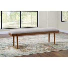 Signature Design by Ashley Signature Design by Ashley Lyncott 59" Upholstered Solid Wood Frame Dining Bench, Gray/Brown