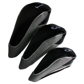 Andux Golf 460cc Driver Fairway Wood Club Head Covers with Zipper Closure Set of 3 Grey