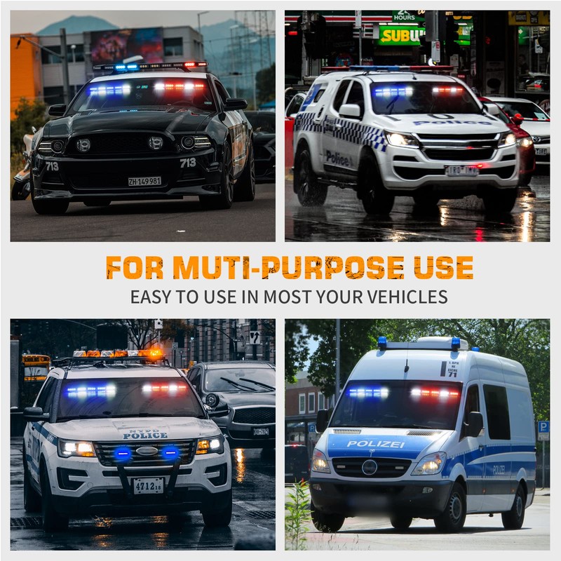 XRIDONSEN 34 inch Emergency Visor Police Lights 40 LED Red